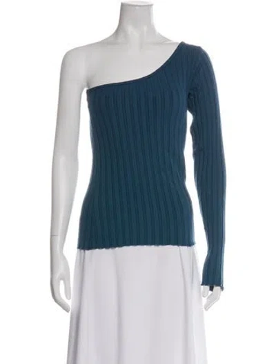 Pre-owned Simon Miller One-shoulder Long Sleeve Top In Blue