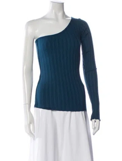 Pre-owned Simon Miller One-shoulder Long Sleeve Top W/ Tags In Blue