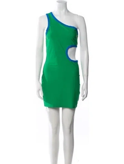 Pre-owned Simon Miller One-shoulder Mini Dress In Green