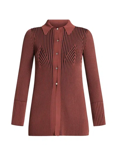 Simon Miller Palo Ribbed Buttoned Shirt In Brown