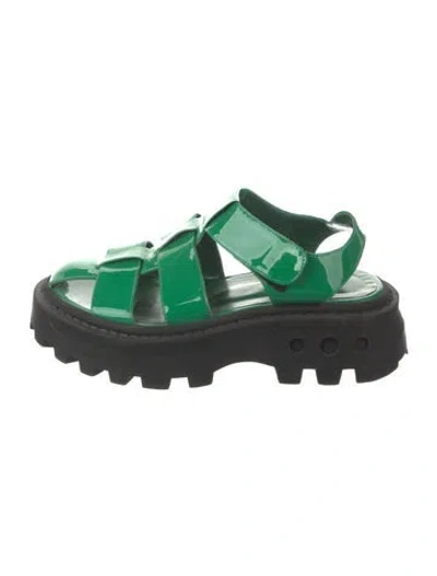Pre-owned Simon Miller Patent Leather Slingback Sandals In Green