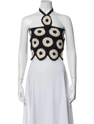 Pre-owned Simon Miller Patterned Halterneck Crop Top In White
