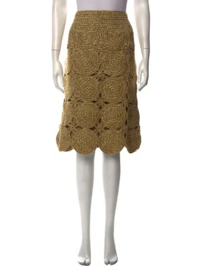 Pre-owned Simon Miller Patterned Midi Length Skirt W/ Tags In Gold/metallic