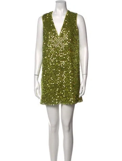 Pre-owned Simon Miller Patterned Mini Dress In Green