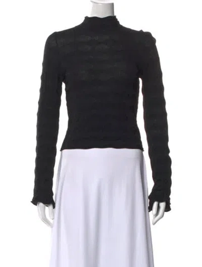 Pre-owned Simon Miller Patterned Mock Neck Top In Black