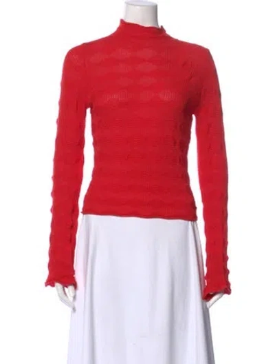 Pre-owned Simon Miller Patterned Mock Neck Top In Red