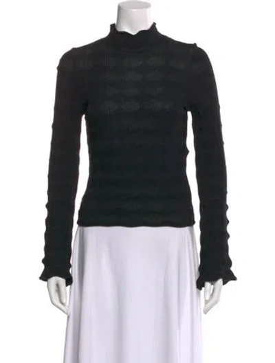 Pre-owned Simon Miller Patterned Turtleneck Top In Black
