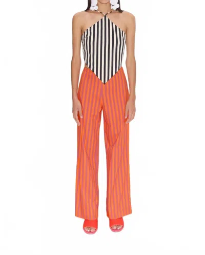 Simon Miller Pia Poplin Wide Leg Pants In Hibiscus & Tangerine In Multi