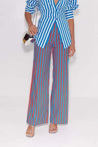 Simon Miller Pia Stripe Poplin Pant In Blue Cherry Stripe