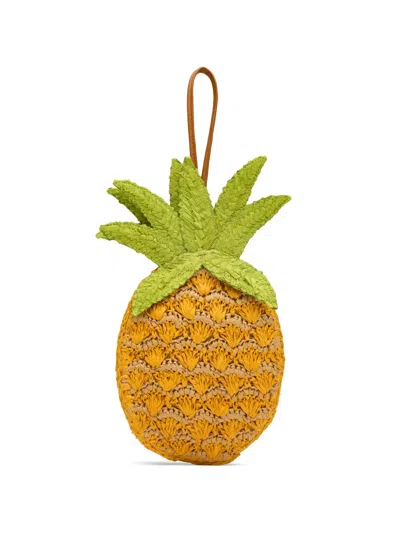 Simon Miller Pineapple Wristlet Woven Clutch Bag In Orange