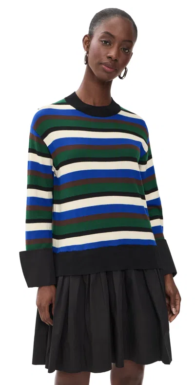 Simon Miller Pip Poplin Combo Dress Rugby Stripe