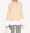Simon Miller Pip Poplin Combo Sweater In Rice Flour/macadamia