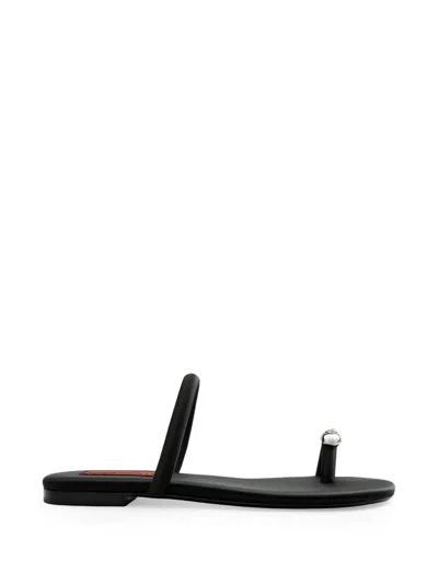 Simon Miller Pipe Crystal-embellished Flat Sandals In Black