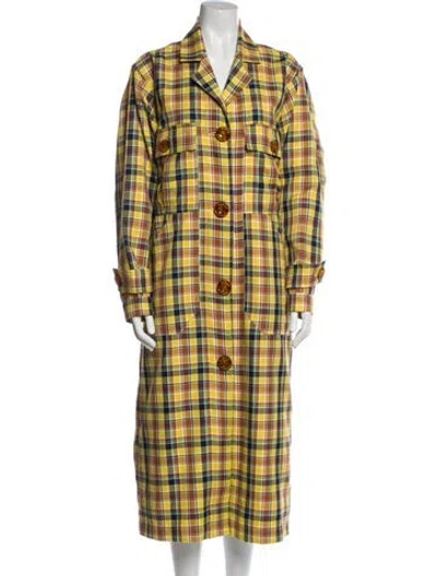 Pre-owned Simon Miller Plaid Print Coat In Yellow