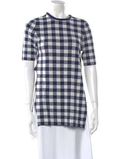 Pre-owned Simon Miller Plaid Print Crew Neck Top In Blue