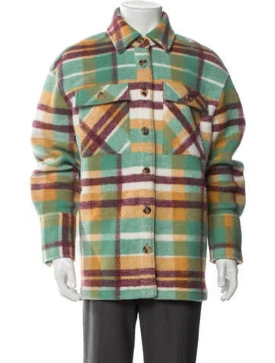 Pre-owned Simon Miller Plaid Print Denim Jacket In Green