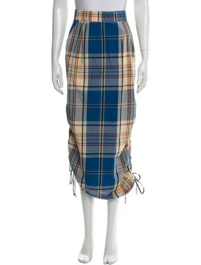 Pre-owned Simon Miller Plaid Print Midi Length Skirt In Blue