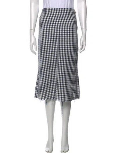Pre-owned Simon Miller Plaid Print Midi Length Skirt In Blue