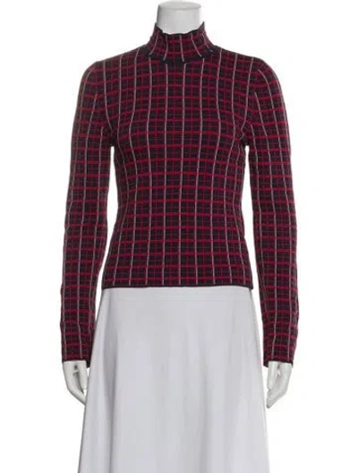 Pre-owned Simon Miller Plaid Print Mock Neck Top In Multi