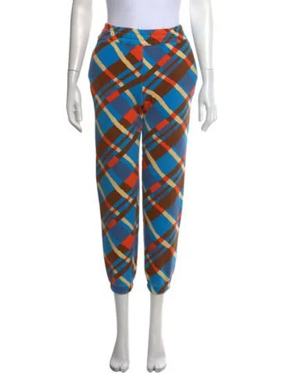 Pre-owned Simon Miller Plaid Print Straight Leg Pants In Blue/orange