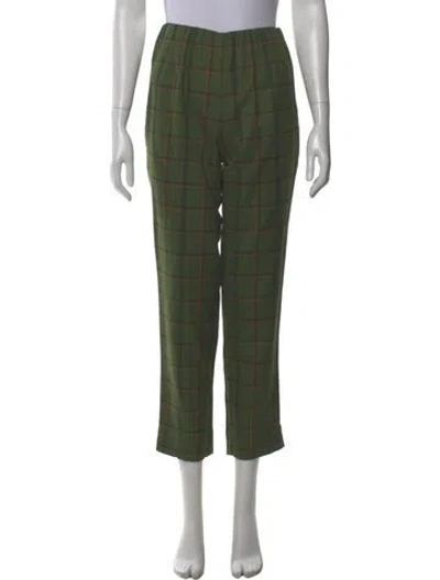 Pre-owned Simon Miller Plaid Print Straight Leg Pants In Green