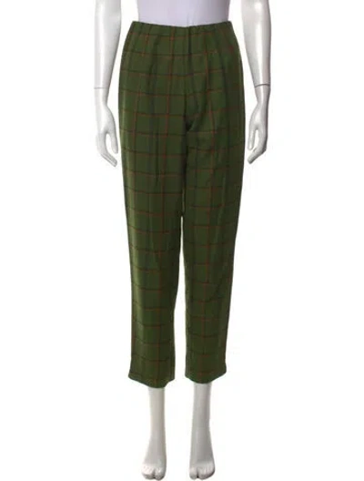 Pre-owned Simon Miller Plaid Print Straight Leg Pants In Green