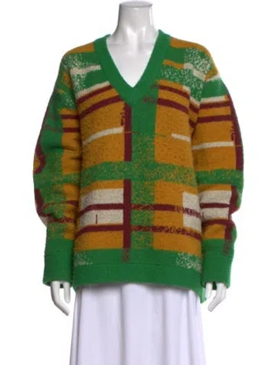Pre-owned Simon Miller Plaid Print V-neck Sweater In Multi