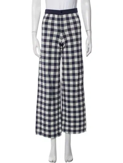 Pre-owned Simon Miller Plaid Print Wide Leg Pants In Blue