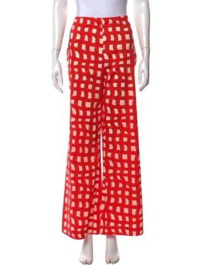Pre-owned Simon Miller Plaid Print Wide Leg Pants In Orange