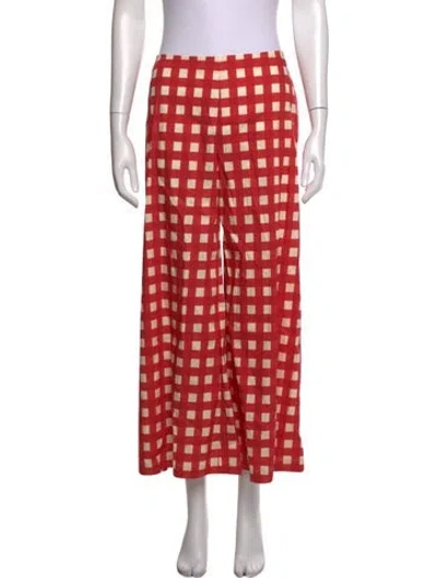 Pre-owned Simon Miller Plaid Print Wide Leg Pants W/ Tags In Red