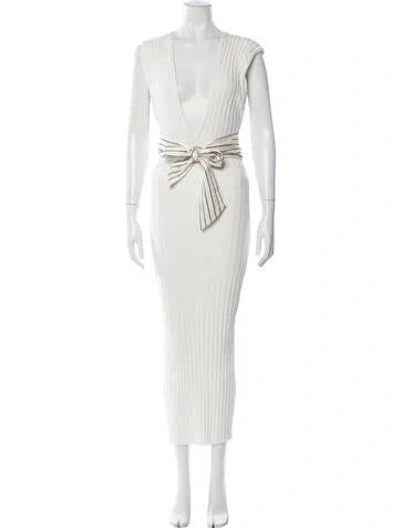 Pre-owned Simon Miller Plunge Neckline Long Dress In White