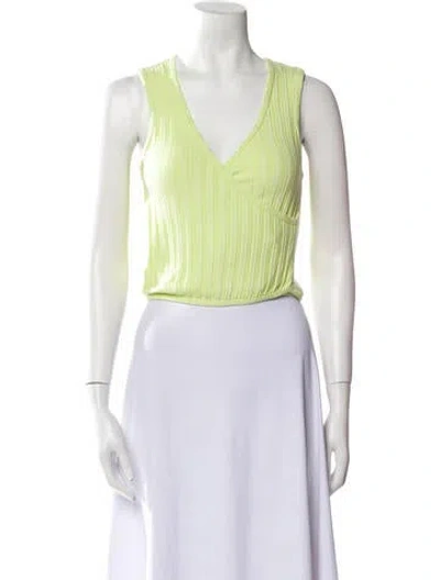 Pre-owned Simon Miller Plunge Neckline Sleeveless Crop Top In Green