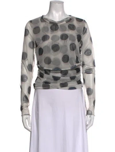 Pre-owned Simon Miller Polka Dot Print Cowl Neck Top In Grey
