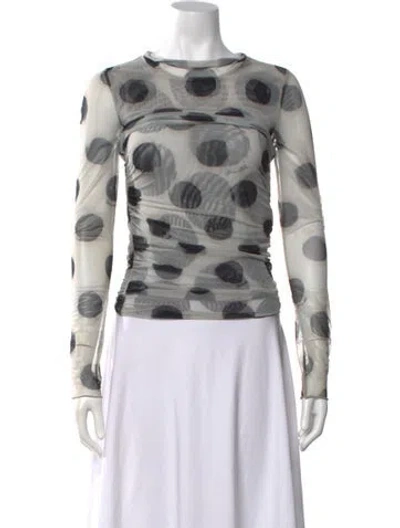Pre-owned Simon Miller Polka Dot Print Crew Neck Top In Grey