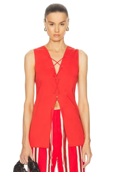 Simon Miller Lacey Poplin Tie Top In Paprika