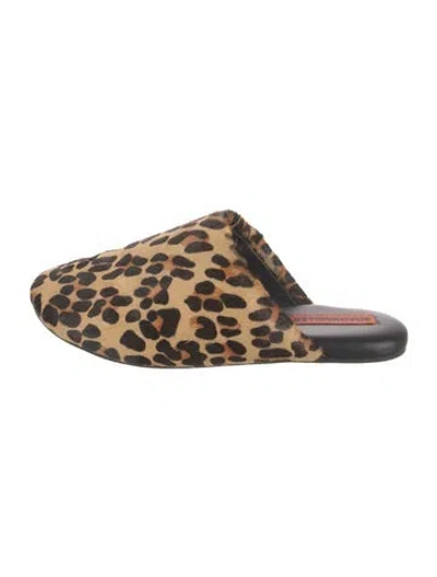 Pre-owned Simon Miller Ponyhair Animal Print Mules In Brown