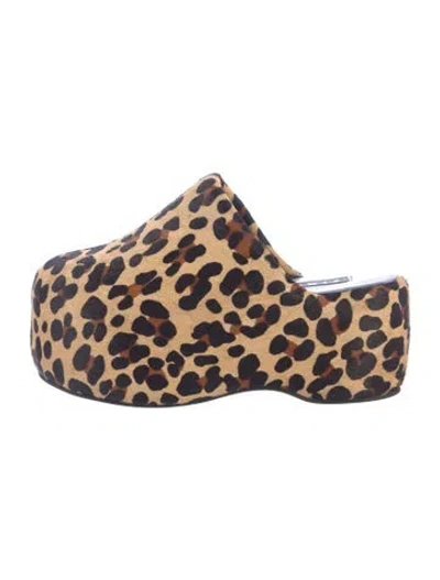 Pre-owned Simon Miller Ponyhair Animal Print Mules In Brown