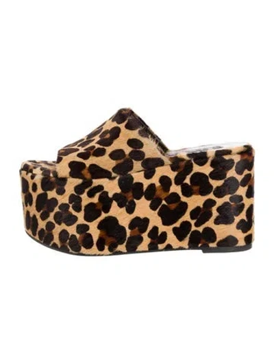 Pre-owned Simon Miller Ponyhair Animal Print Slides In Brown