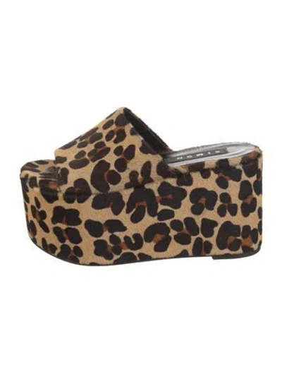 Pre-owned Simon Miller Ponyhair Animal Print Slides In Brown