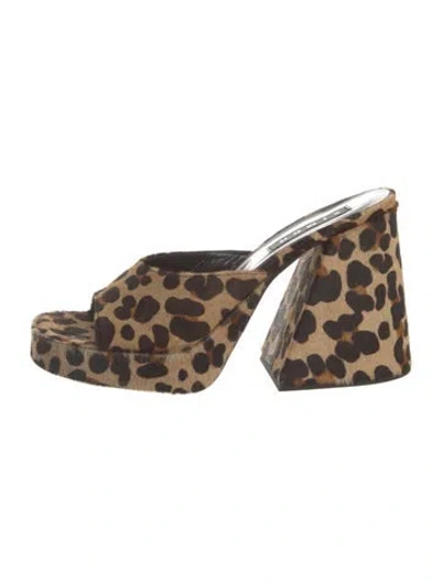 Pre-owned Simon Miller Ponyhair Animal Print Slides In Brown