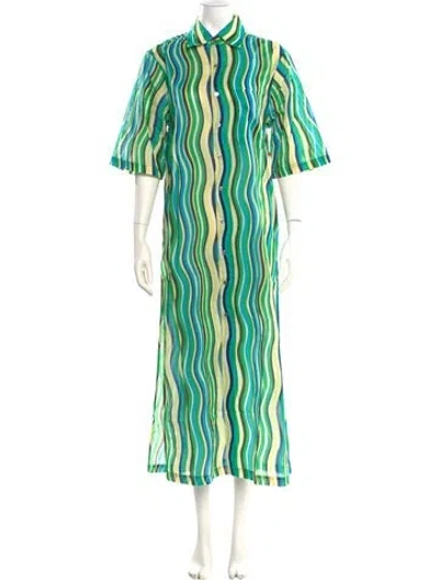 Pre-owned Simon Miller Printed Long Dress In Green