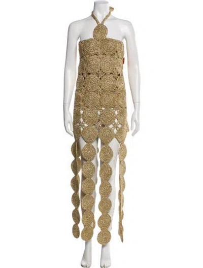 Pre-owned Simon Miller Printed Long Dress W/ Tags In Gold