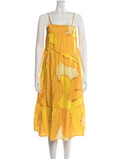 Pre-owned Simon Miller Printed Midi Length Dress In Yellow