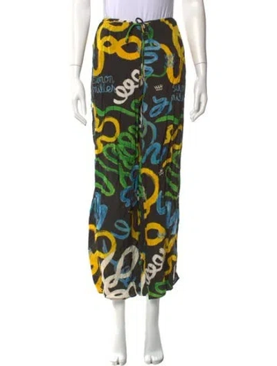 Pre-owned Simon Miller Printed Wide Leg Pants In Black
