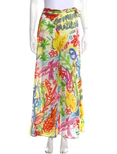 Pre-owned Simon Miller Printed Wide Leg Pants In Yellow