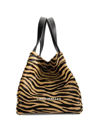 Simon Miller Quad Zebra-print Haircalf Mini Bag In Brown