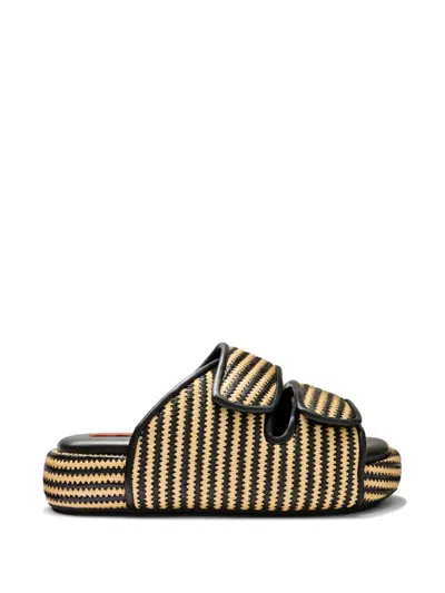 Simon Miller Raffia Cro Striped Sandals In Black