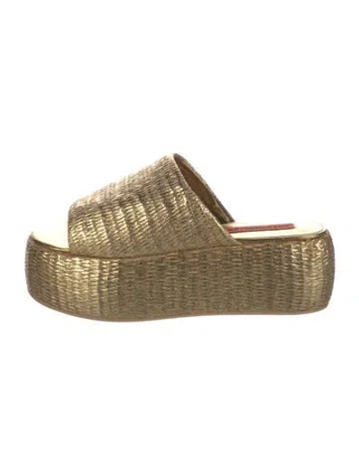 Pre-owned Simon Miller Raffia Espadrilles In Gold