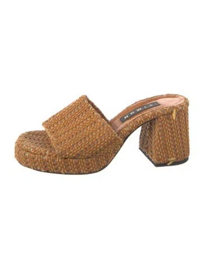 Pre-owned Simon Miller Raffia Patterned Slides In Brown