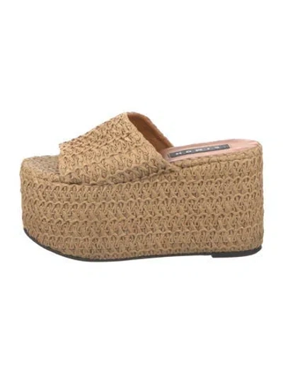 Pre-owned Simon Miller Raffia Patterned Slides In Neutrals